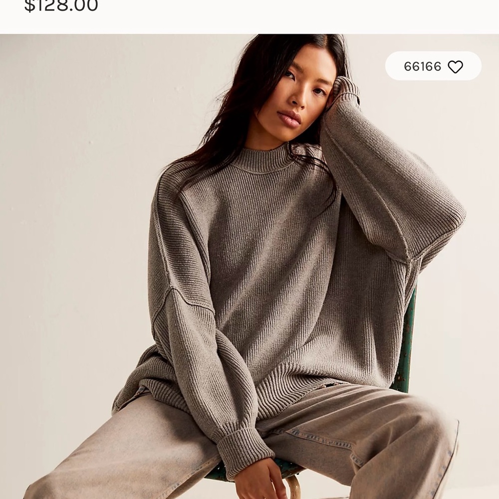 Free People Gray Crew Neck Sweater